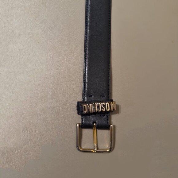 Moschino Black Leather Belt - 30" - Picture 3 of 4